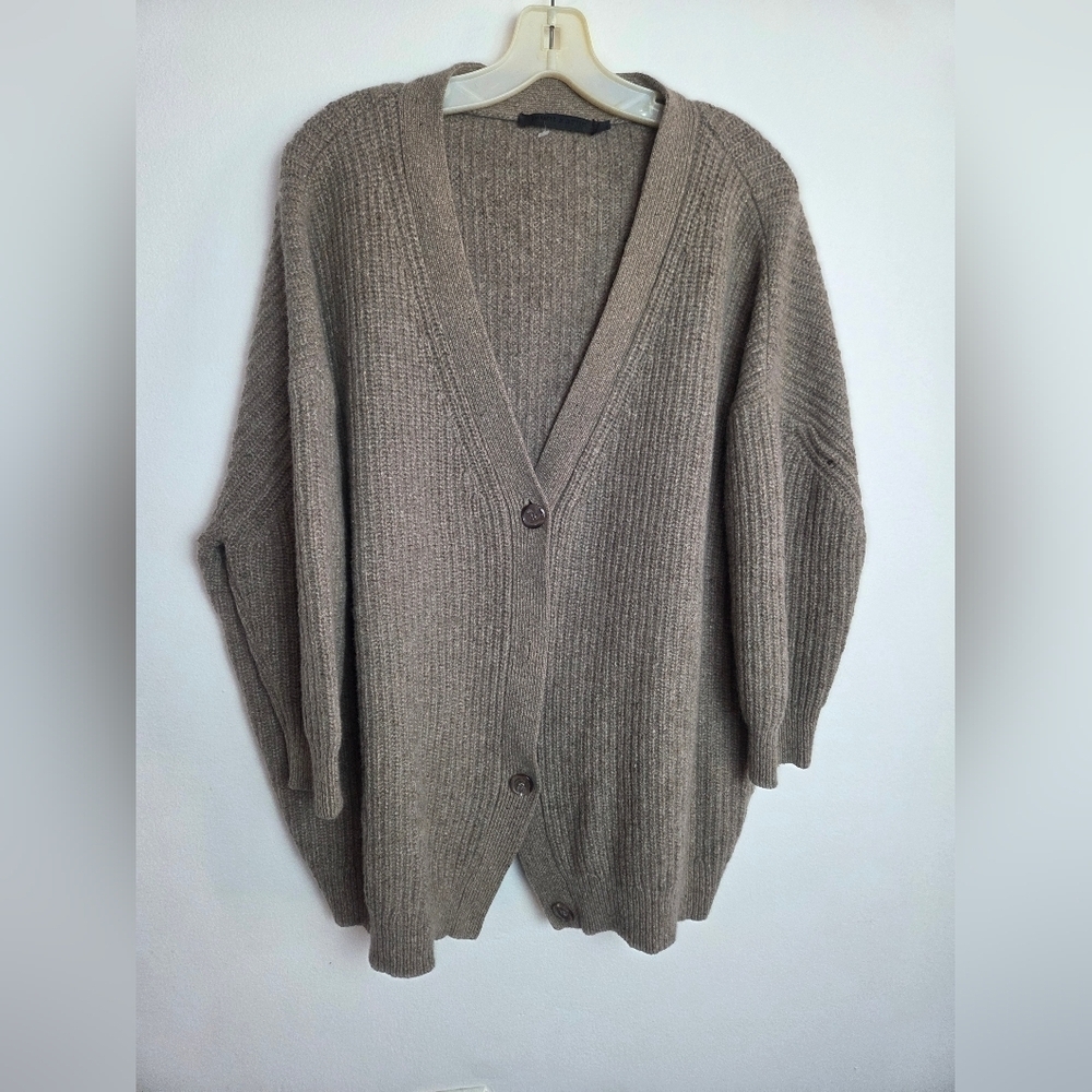 Jenni Kayne Taupe Brown "Cocoon" Cashmere Wool Button Knit Cardigan size 3X